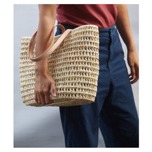 Load image into Gallery viewer, DAILY BASKET KNITTED SHOPPER - FLAT LEATHER HANDLE