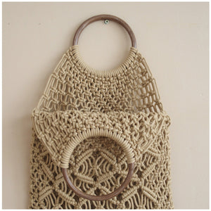 MIKANU HAND CROCHET BAG WITH WOODEN HANDLE